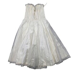 Vintage Gunne Sax Strapless Gold Polka Dot Tulle Dress 11